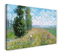 Impression sur toile (100x70cm): Claude Monet - Prairie aux peupliers