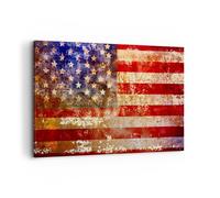 Impression sur Toile 100x70cm Tableaux Amérique Drapeau national patriotique