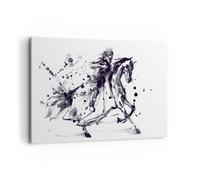 Impression sur Toile 100x70cm Tableaux Cheval chevalier histoire équitation