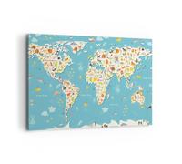 Impression sur Toile 100x70cm Tableaux géographie Globe graphique illustration