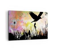 Impression sur Toile 100x70cm Tableaux Image artistique caractère nuage fleur