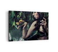 Impression sur Toile 100x70cm Tableaux Image Corps cosmétiques mode papillon