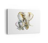 Impression sur Toile 100x70cm Tableaux Image Elephants animaux safari afrique