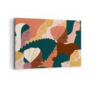 Impression sur Toile 100x70cm Tableaux Image Femmes Multiculturalisme Moderne