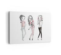 Impression sur Toile 100x70cm Tableaux Image Filles mode tendances rencontre