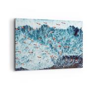 Impression sur Toile 100x70cm Tableaux Image Flamants roses Caraïbes Oiseaux