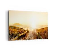 Impression sur Toile 100x70cm Tableaux Image le lever du soleil vague île océan