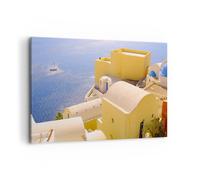 Impression sur Toile 100x70cm Tableaux Image Maison appartement bâtiment grèce