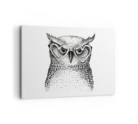 Impression sur Toile 100x70cm Tableaux Image mode conception hibou aquarelle