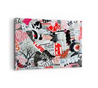 Impression sur Toile 100x70cm Tableaux Image Mots modèles coeurs le magazine