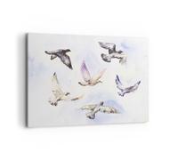 Impression sur Toile 100x70cm Tableaux Image Oiseaux aquarelle sauvagerie vol
