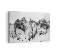 Impression sur Toile 100x70cm Tableaux Image Photo Alpes Neige Monochrome