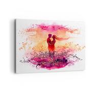 Impression sur Toile 100x70cm Tableaux Image Photo Amour Couple lune de miel