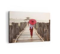 Impression sur Toile 100x70cm Tableaux Image Photo Birmanie Parapluie Pont