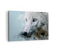 Impression sur Toile 100x70cm Tableaux Image Photo Blanc Le Loup Image