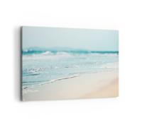 Impression sur Toile 100x70cm Tableaux Image Photo Bord Vague Eau Art Decoration