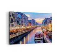 Impression sur Toile 100x70cm Tableaux Image Photo Canal Grande Soir Decoration