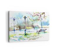 Impression sur Toile 100x70cm Tableaux Image Photo Chemin urbain parc paysage