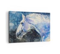 Impression sur Toile 100x70cm Tableaux Image Photo Cheval Aquarelle Portrait
