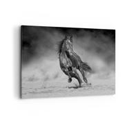 Impression sur Toile 100x70cm Tableaux Image Photo Cheval Galop Dynamique