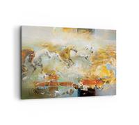 Impression sur Toile 100x70cm Tableaux Image Photo Chevaux Galop Modernes
