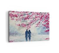 Impression sur Toile 100x70cm Tableaux Image Photo Couple Paris Arbre Decoration