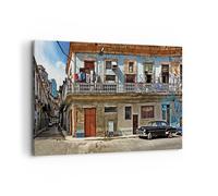 Impression sur Toile 100x70cm Tableaux Image Photo Cuba La Havane Balcon