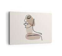 Impression sur Toile 100x70cm Tableaux Image Photo Dessin Single-Line Femme