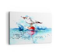Impression sur Toile 100x70cm Tableaux Image Photo Eau poissons Mouette faim