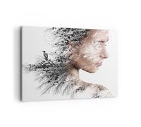Impression sur Toile 100x70cm Tableaux Image Photo Femme Double Exposition