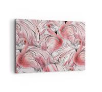Impression sur Toile 100x70cm Tableaux Image Photo Flamant Rose Rose Exotisme