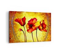 Impression sur Toile 100x70cm Tableaux Image Photo Fleurs panneaux tige lignes