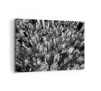 Impression sur Toile 100x70cm Tableaux Image Photo Gratte Ciels Avec Montagnes