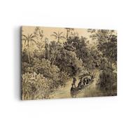 Impression sur Toile 100x70cm Tableaux Image Photo Jungle Indigènes Rivière