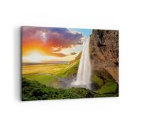 Impression sur Toile 100x70cm Tableaux Image Photo la géologie l'islande Meadow