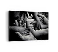 Impression sur Toile 100x70cm Tableaux Image Photo Mains Tolérance Communauté