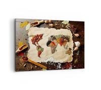 Impression sur Toile 100x70cm Tableaux Image Photo Monde Carte Épices couleurs