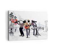 Impression sur Toile 100x70cm Tableaux Image Photo Musique instruments rue ville