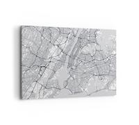 Impression sur Toile 100x70cm Tableaux Image Photo New York Carte Art Decoration