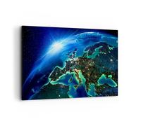 Impression sur Toile 100x70cm Tableaux Image Photo Nuit espace monde vue
