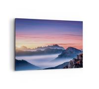Impression sur Toile 100x70cm Tableaux Image Photo Ouest Le Soleil Montagnes