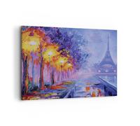 Impression sur Toile 100x70cm Tableaux Image Photo Paris Lanternes Eiffel
