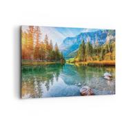 Impression sur Toile 100x70cm Tableaux Image Photo Paysage Montagnes Aube