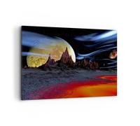 Impression sur Toile 100x70cm Tableaux Image Photo Planète lune univers
