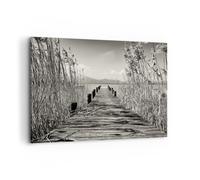 Impression sur Toile 100x70cm Tableaux Image Photo Pont Jetée Sépia Decoration