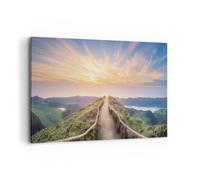 Impression sur Toile 100x70cm Tableaux Image Photo Sentier Montagne Açores