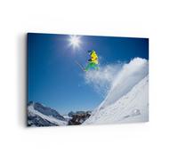 Impression sur Toile 100x70cm Tableaux Image Photo Ski hiver neige montagne