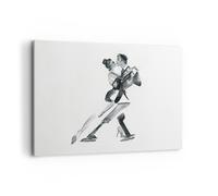 Impression sur Toile 100x70cm Tableaux Image Photo Tango Dessin Noir Et Blanc