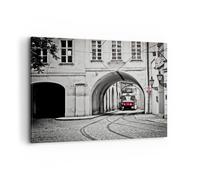 Impression sur Toile 100x70cm Tableaux Image Photo Tchèque Tramway Prague