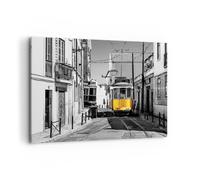 Moderne Impression sur Toile 100x70cm Image Tableau Decoration Murale Tram Portugal Lisbonne Grand Tableaux Decoratifs Muraux Chambre Horizontal Deco Cadre Décoration Salon Art Wall AA100x70-4977